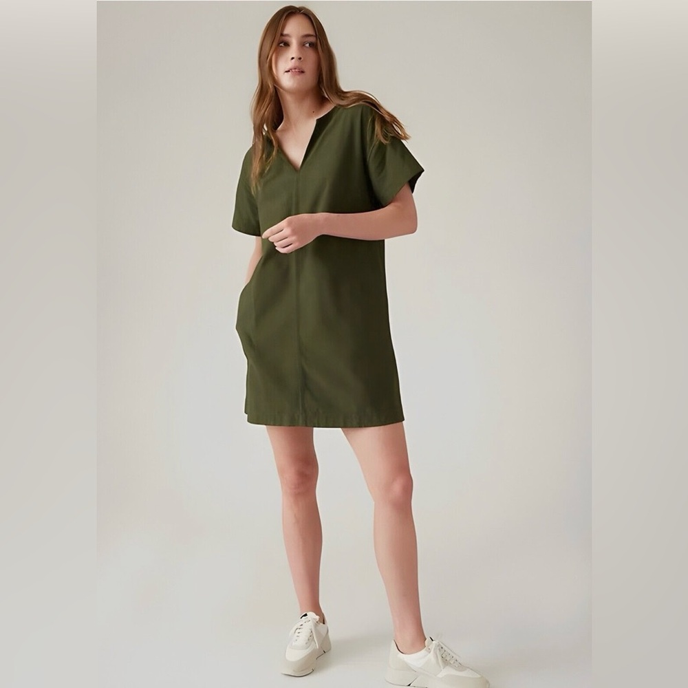 Athleta Farallon Cotton Dress Size Medium Aspen Olive
